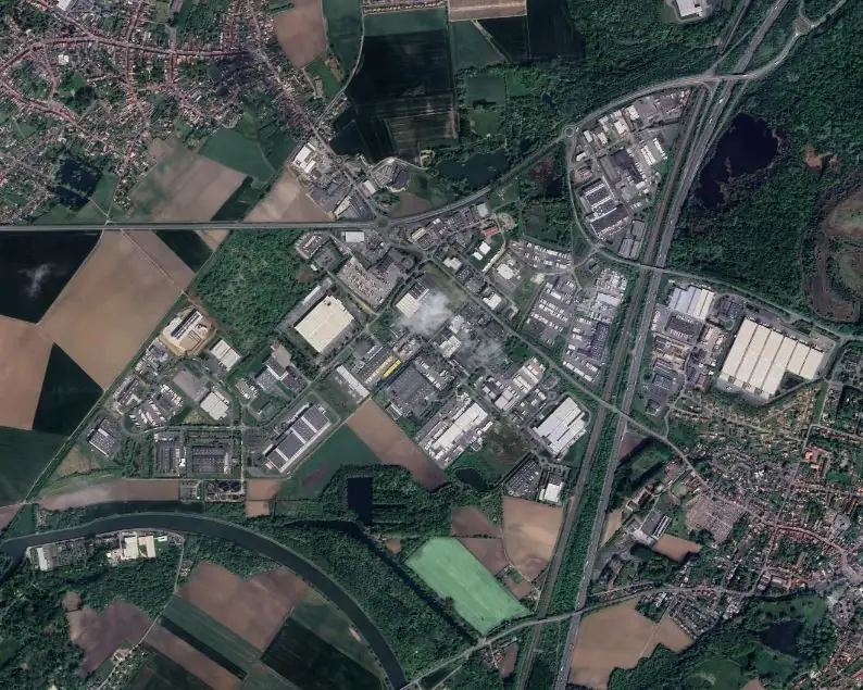 Vue aérienne du Parc d'activités du Château à Carvin